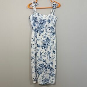 Blue Floral Midi Dress